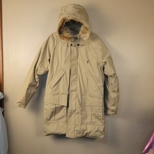 Vintage Browning Goose‎  Down Hunting Coat Made In USA Fur Collar Size M Tan